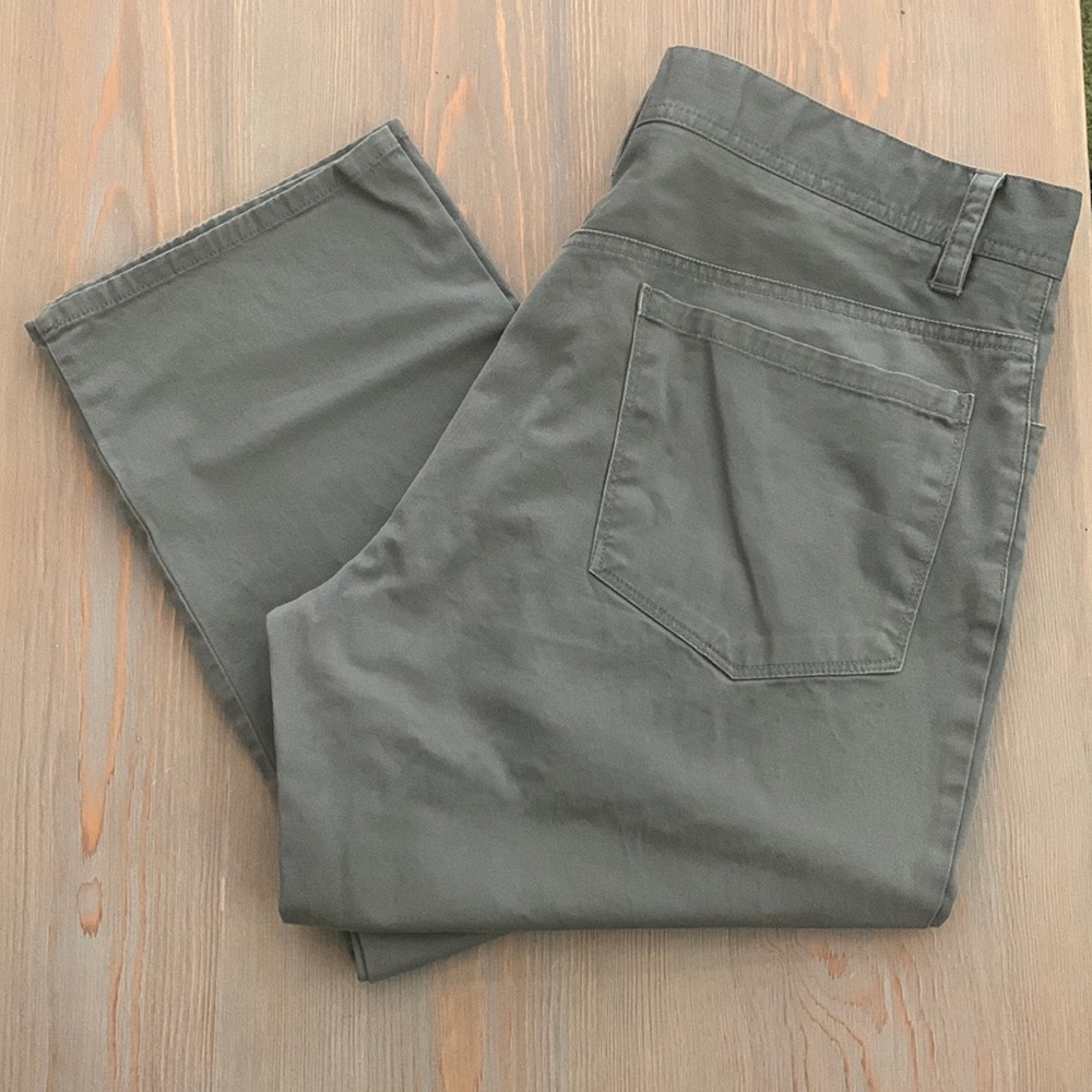 Perry Ellis Men's Casual 5 Pocket Twill Pants Grey Olive 34x30